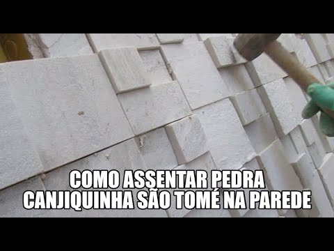 Como assentar pedra canjiquinha (São Tomé) no chão e na parede?  Muros  residenciais, Paredes decoradas com pedras, Revestimento canjiquinha