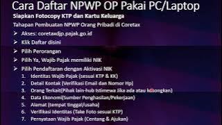 Simulasi Cara Daftar NPWP Orang Pribadi di Coretax