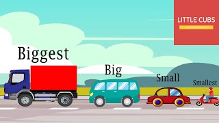 Learn Sizes from Smallest to Biggest for kids with cars