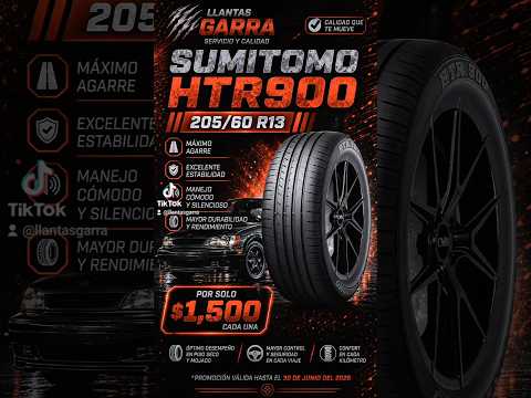 🔥 Dale nueva vida a tu auto con calidad y agarre premium🛞 Sumitomo HTR900📏 Medida: 205/60 R13