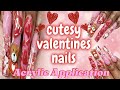 Valentines Day Nails❤️ACRYLIC Application 😍PUFFY HEARTS@Creationsbybrii #smallbusiness #acrylicnails