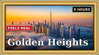 🌆 Dubai Skyline Above the Clouds | Gold Frame TV Art Screensaver | 8 Hours 4K Relaxing Ambience ✨ screenshot 3