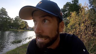 Guy YELLS at us for fishing! Gus and I took Sophie's Bicycle!!! Lucas Black Fishing!