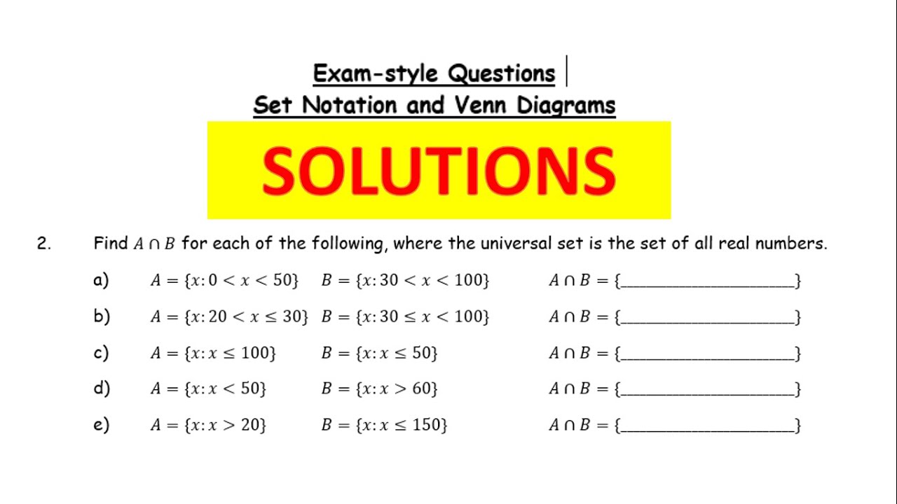 Set notation and Venn diagrams 2 | Solutions | Mathematics | Brainfood ...