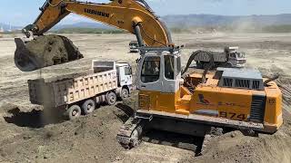 Liebherr 974 Excavator Loading Trucks  Sotiriadis/Labrianidis Construction Works