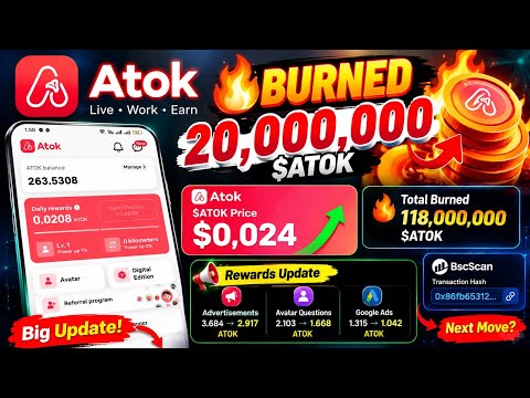 ATOK Burn Update 🔥 20 Million $ATOK Burned! | 118M Total Burn + $0.024 Price Update..