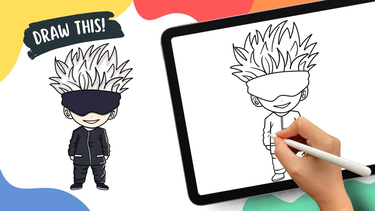 Satoru Gojo | Jujutsu Kaisen – Easy Cartoon Drawing Tutorial
