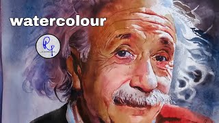 Albert Einstein Watercolor Portrait Painting , Rp Biswal
