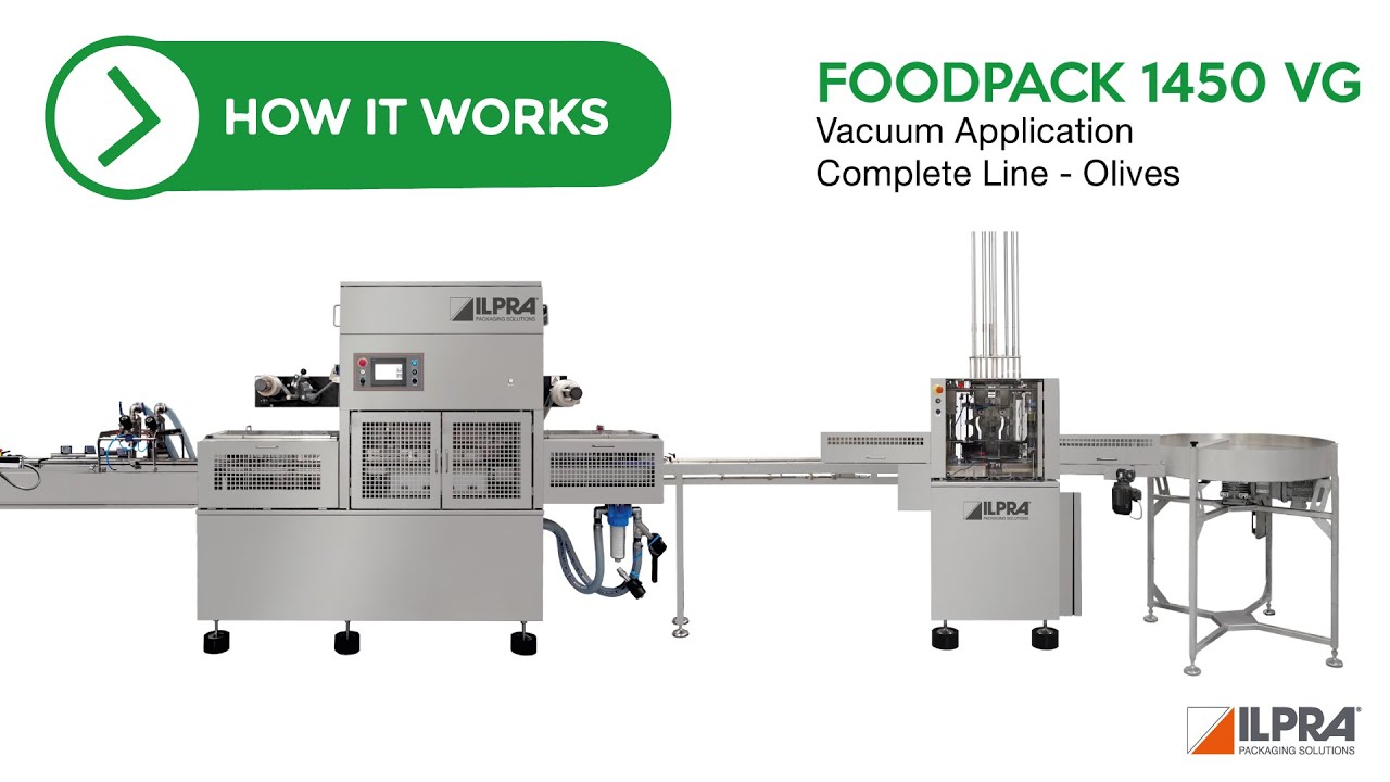ILPRA In Line Tray Sealer Vacuum Application Olives FoodPack 1450