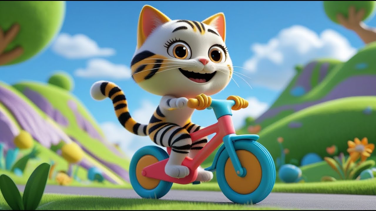Kitty Riding a Cycle | Fun Learning Cartoon for Kids | Rhyme Land