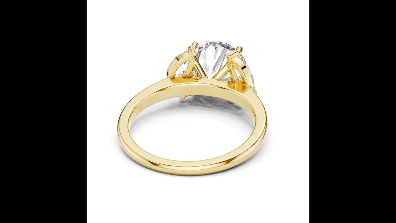 Round Brilliant Cut Diamond With Marquise Side Stones Ring