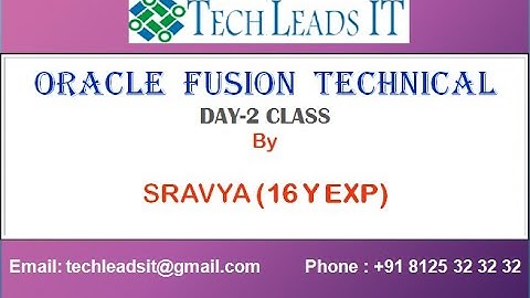 ORACLE FUSION TECHNICAL ONLINE TRAINING DAY-2 CLASS VIDEO-TECH LEADS IT