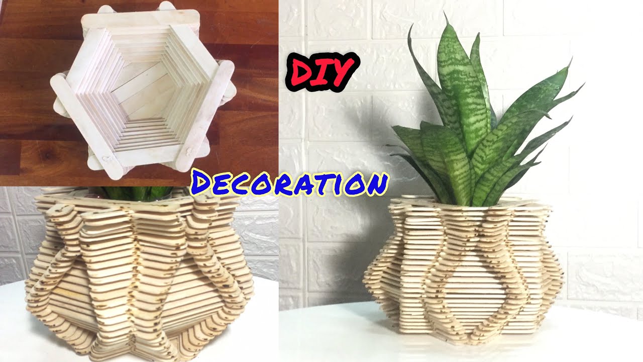 Diy 138 Cach Lam Binh Hoa Từ Que Kem Cara Membuat Vas Bunga Hias Dari Stik Es Krim Youtube