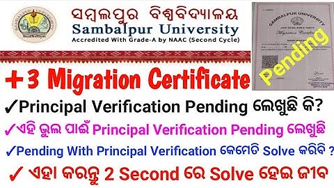 Principal Verification Pending Problem Solve l Migration Certificate Principal Verification Pending