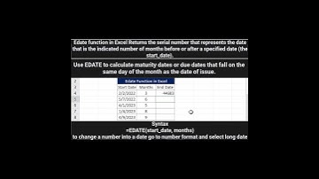 Edate Function in Excel  #excel #microsoftexcel guide #exceltips #excelformulas #excelfunctions #new