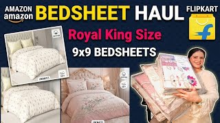 Bedsheet Haul ✨ Royal King Size Bedsheets 9×9 | Pure Cotton Bedsheets from Amazon & Flipkart 🔥 screenshot 5