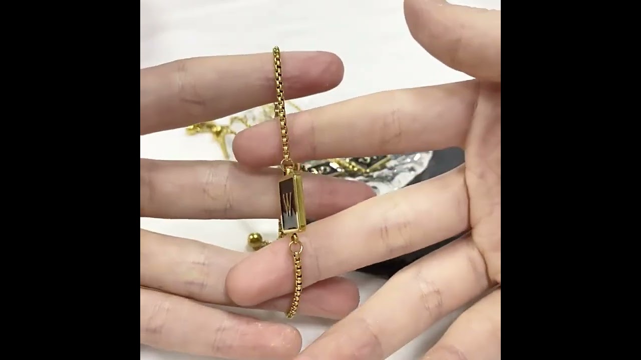 how to manufacture Square adjustable 26 letter bracelet stainless steel square bead bracelet handle