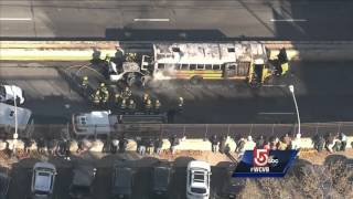 State trooper shot, school bus catches fire in chase, shootout