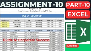 Excel Assignment-10 | COUNTA, COUNTIF, SUMIF & VLOOKUP Full Explanation | Excel Practice File