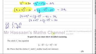 WMA12/01, (Edexcel), IAL, P2, June 2024, Q7, Equations of Circles