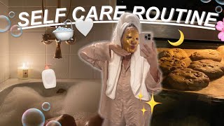 8pm SELF CARE VLOG! bubble bath, baking, skincare ROUTINE