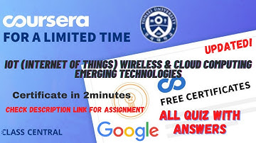 IoT Internet of Things Wireless  Cloud Computing Emerging Technologies,(week-1-6) All Quiz Answers.