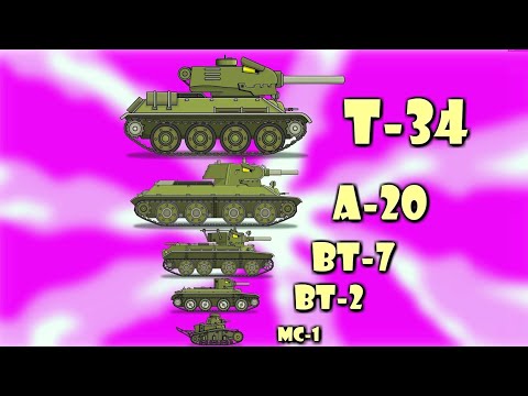 ЭВОЛЮЦИЯ ТАНКОВ МС-1, БТ-2, БТ-7, А-20, Т-34 - Мультики про танки