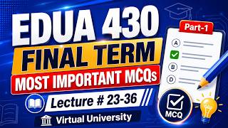 EDUA430 Most Important MCQs | Lecture 23 to 36 | Final Term Preparation 2026 | VU Pakistan
