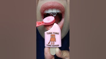 ASMR Anomaly | Tutung Tutung Sahur Strawberry Ice Cream Into Toothbrush Candy! #short #shorts 1162