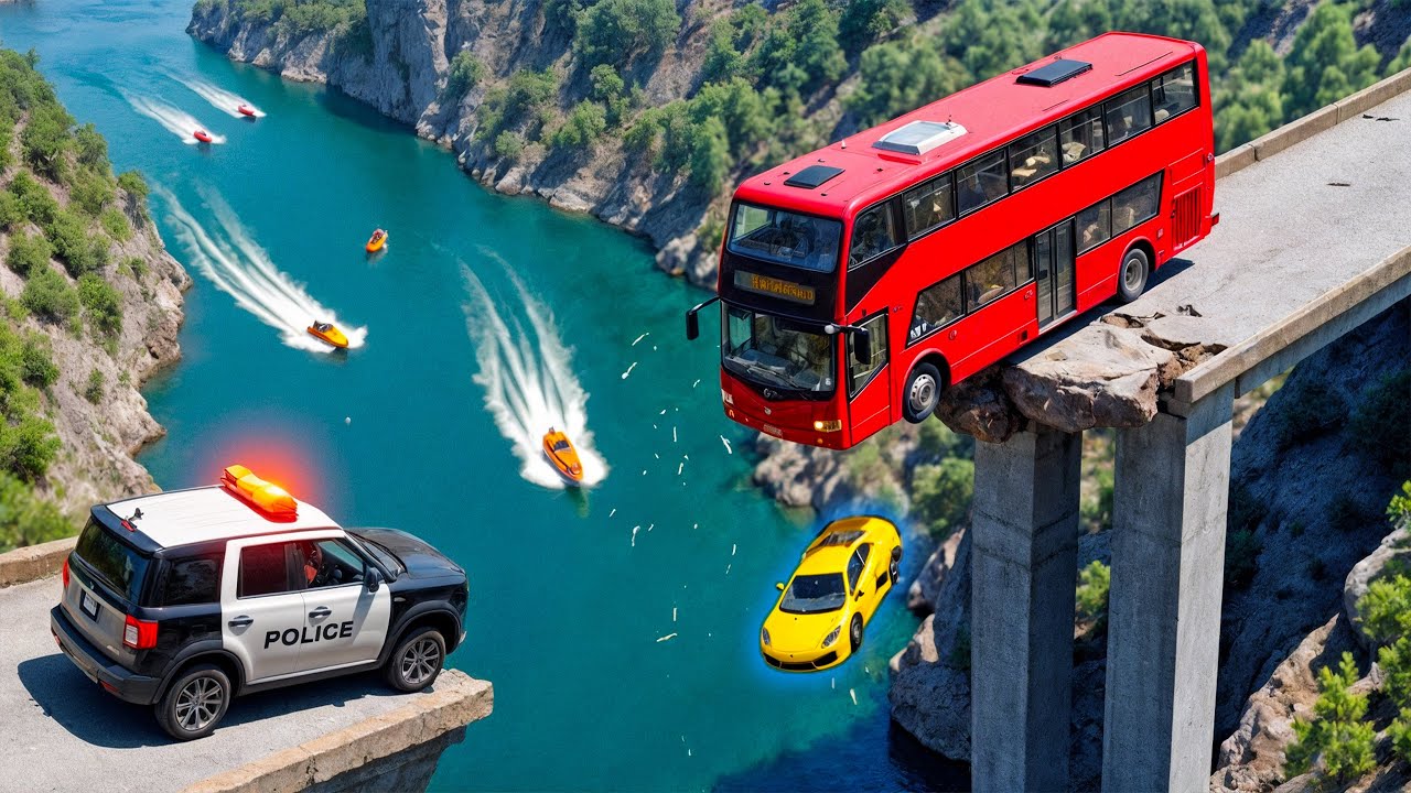 Cars vs COLLAPSE Broken Bridge #4 - BeamNG.drive Fails & Crashes 2025!