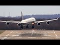 STORM !! Crosswind Landings at Düsseldorf - Airbus A380, A340, Boeing 777, B767 ...