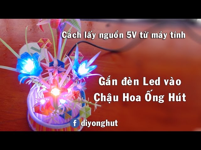 Làm Chậu hoa ống hút có đèn Led đổi màu cực đẹp