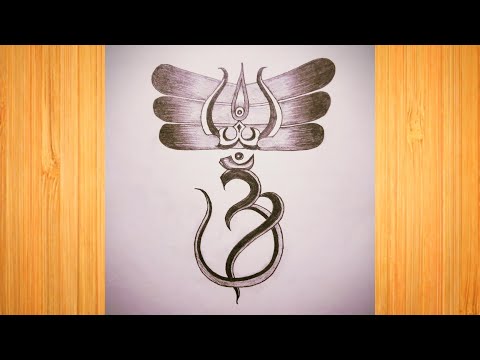 Mahadev New Logo Drawing | Trishul & Om Combination Logo Drawing Step By Step | Symbol Of Mahakal