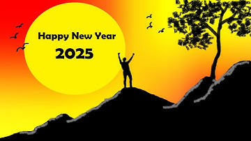 New Year 2025 Drawing | How to Draw in Ms Paint | drawing in paint in computer | paint in computer