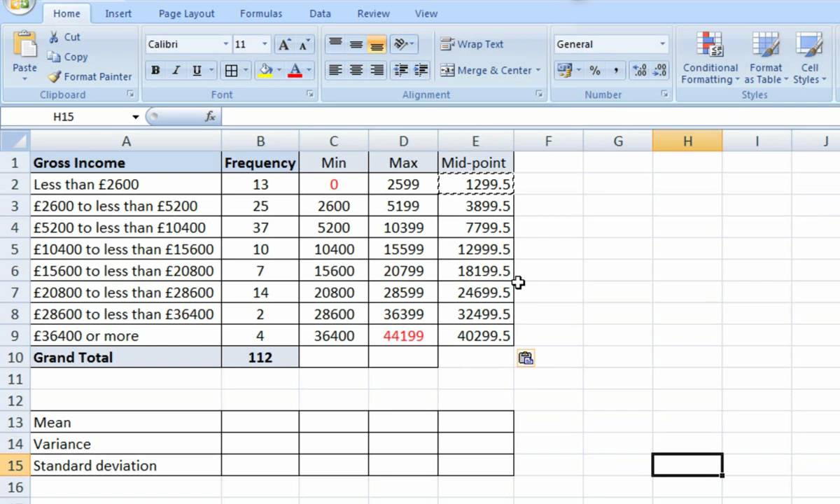 Mean, variance & SD for grouped data - YouTube