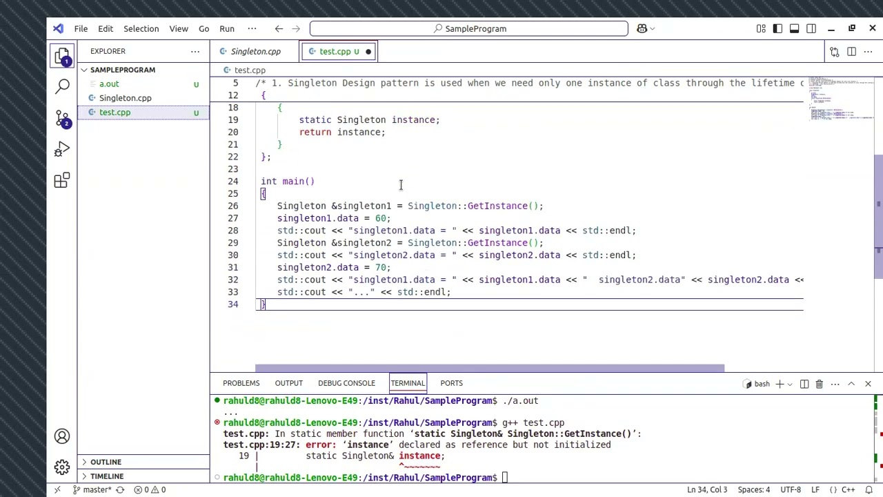 Explained - Singleton Design Pattern C++