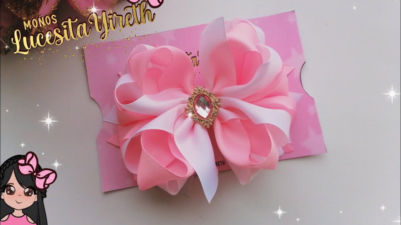 Moño pulpo cuádruple con colitas🎀😍listón de 3.8 /4 CM Laco pulpo fita 9