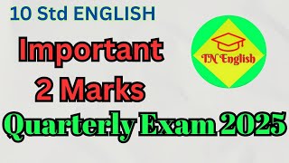 Most Important Prose Two Mark Questions for Quarterly Exam 2025 | 10th English