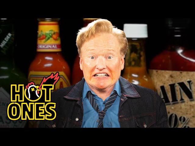 Conan O'Brien Needs a Doctor While Eating Spicy Wings | Hot Ones class=