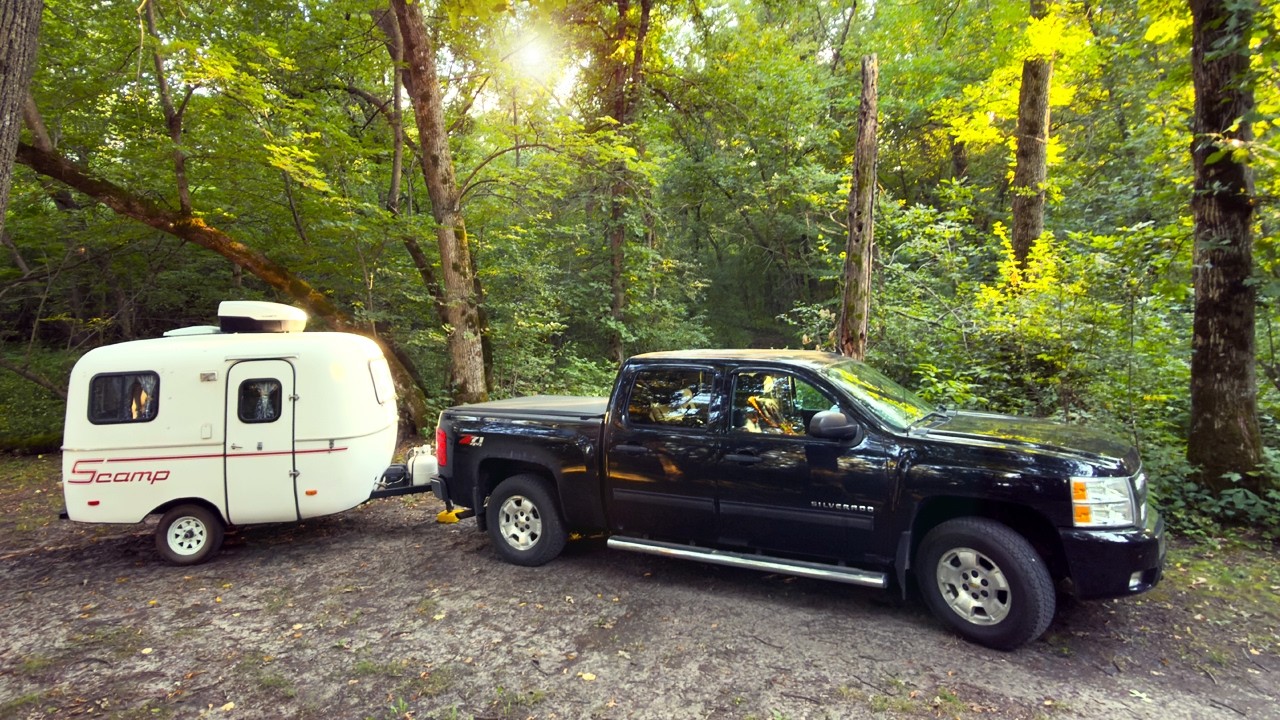 ⁣Solo Camping Off-Grid in a Mini Camper