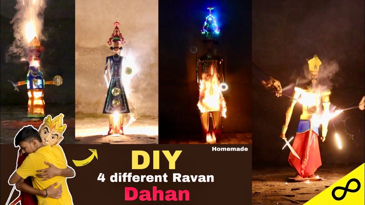 DIY 4 Different Ravan Dahan ( घर पर रावण दहन - YouTube