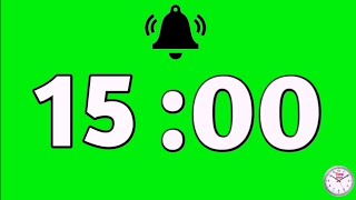15 Minute Timer Green Background Simple Clear Time With Alarm