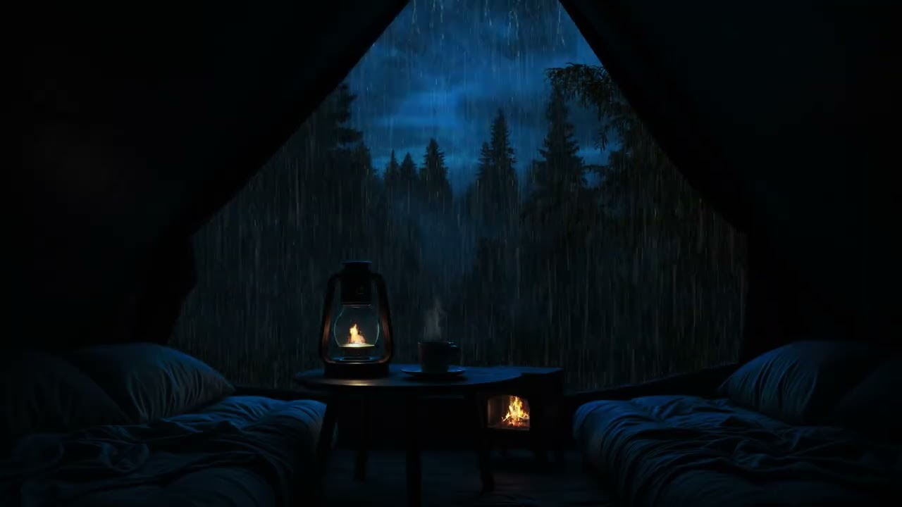 Listening to Rain from Inside a Tent |  Camping Night Sounds for Peaceful Sleep