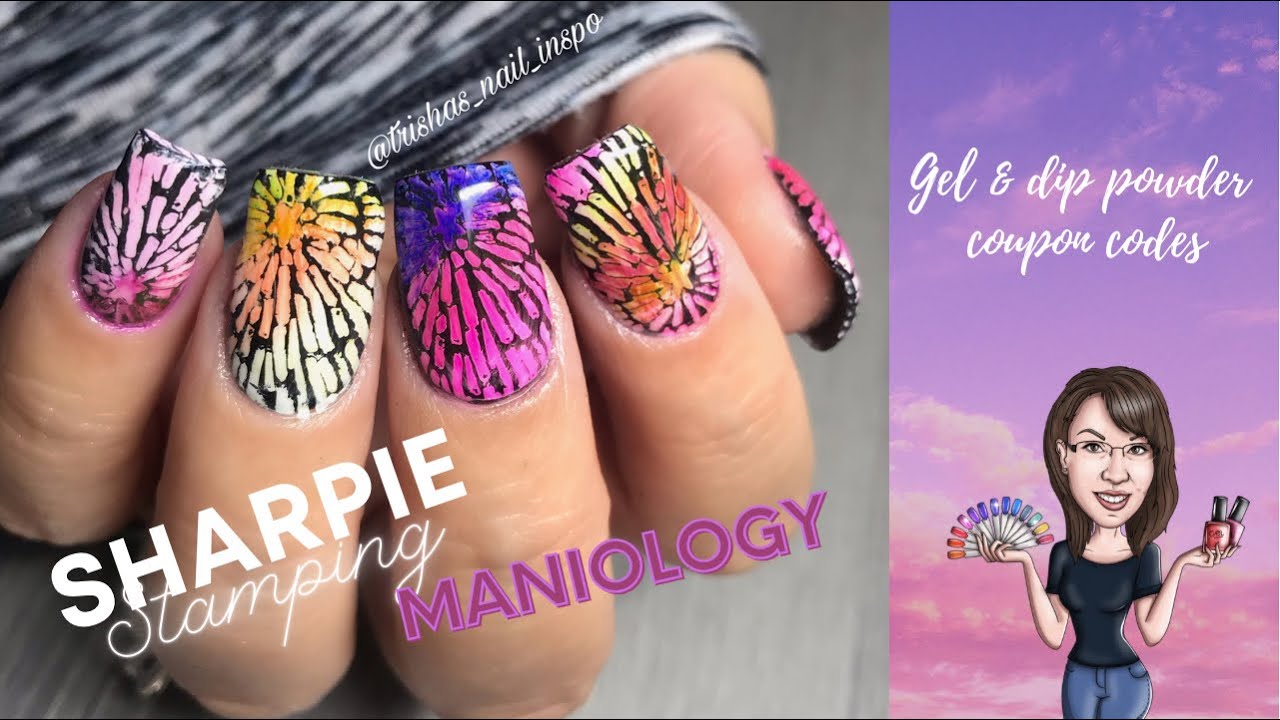 SHARPIE STAMPING | Dip Powder & Gel Method | Easy Nail Design