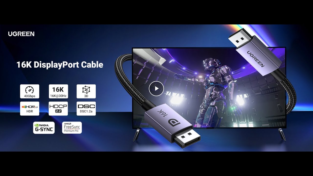UGREEN 25862 16K DisplayPort Cable 2 1 3 Meter VESA Certified Video