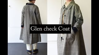 アンディコート　後ジッパーのグレンチェックコート