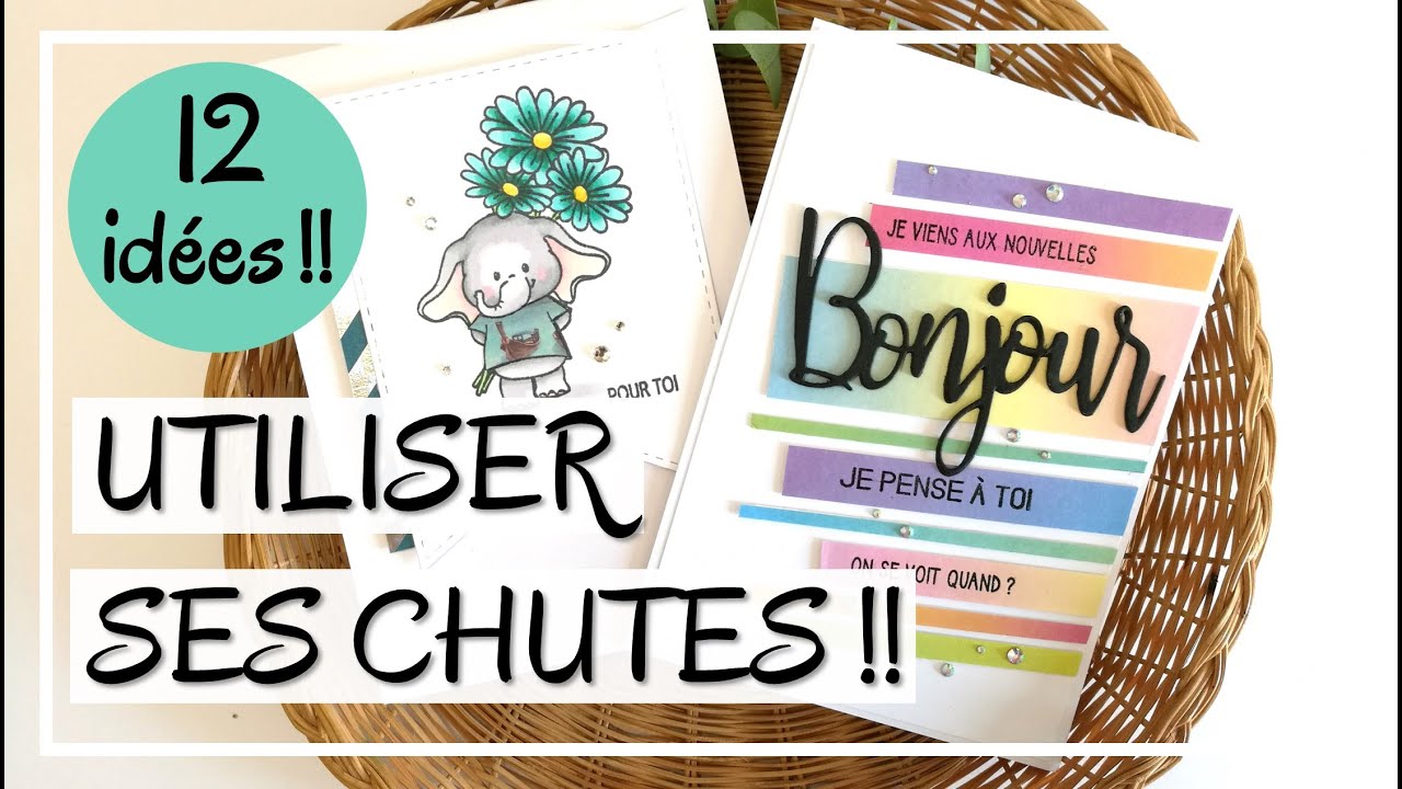 12 FAÇONS d'UTILISER SES CHUTES de papier en carterie !! DIY Scrapbooking - Tuto carte
