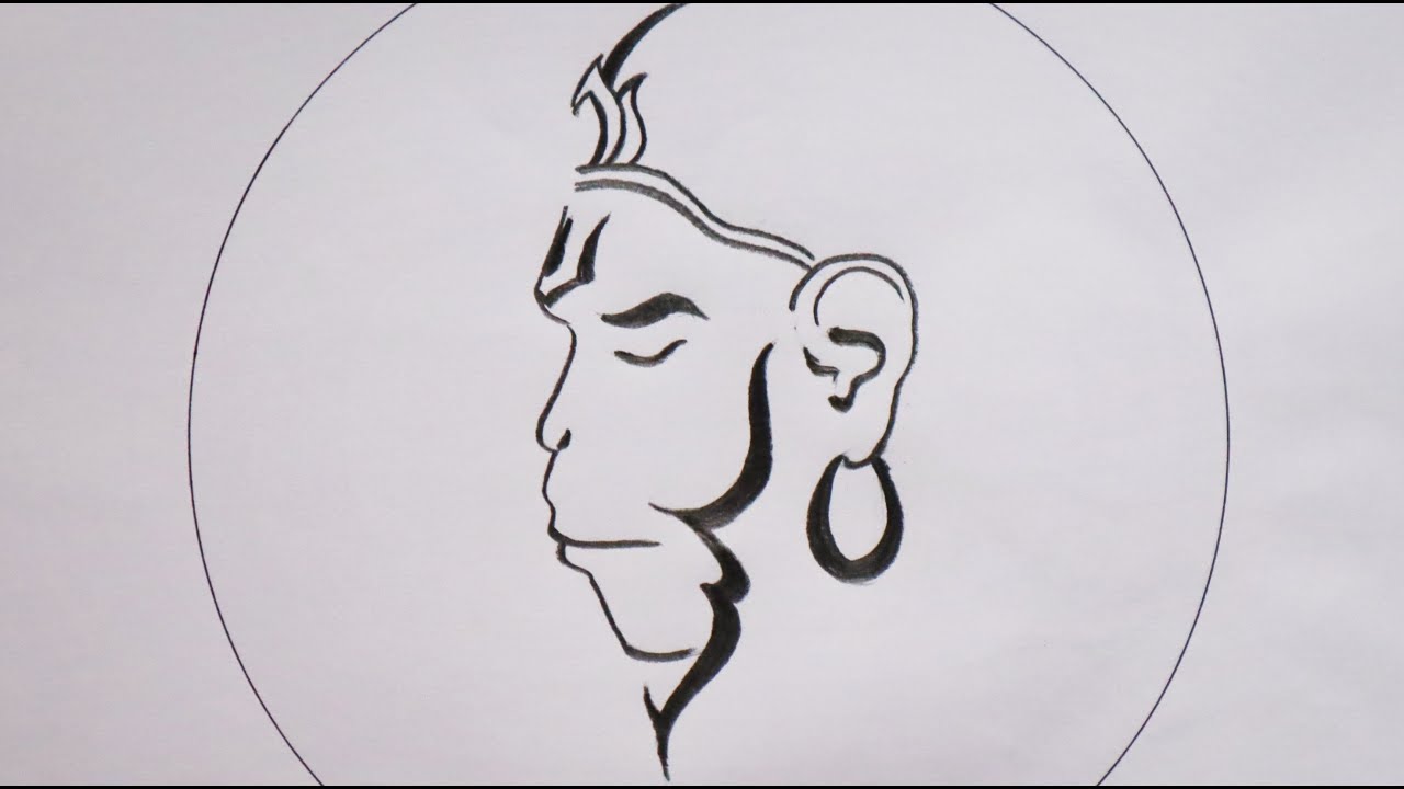Lord Hanuman face drawing for beginners / step by step Lord ...