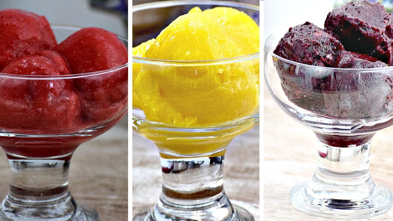 Trio de sorbets aux fruits recette facile avec deux ingrédients