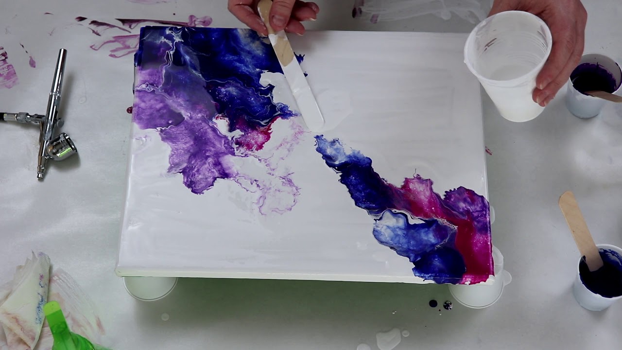 (423) Airbrushing Acrylic Pour Technique, Fluid Art Acrylic Painting